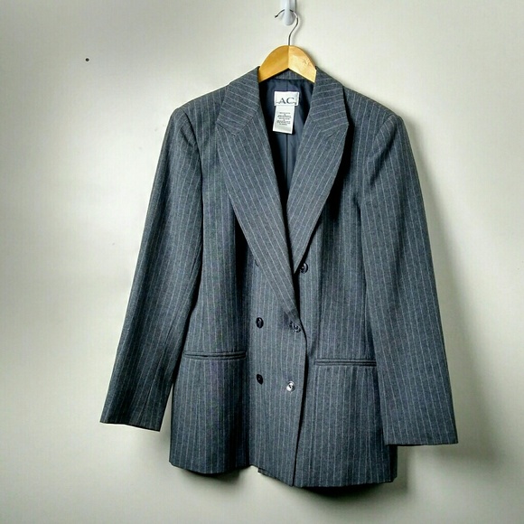 American Collection, gray pinstripe 2pc suit - Picture 1 of 5